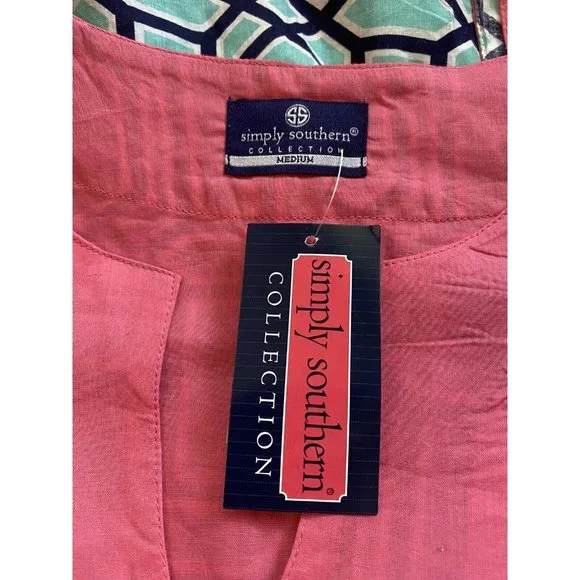 NEW Simply Southern Tunic Top Medium V Neck Bathing Suit Coverup Cotton 9180 - Picture 9 of 11